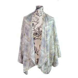 Cardigan One Size Muted Colors Short Bat Sleeve Drape Front Semi Sheer